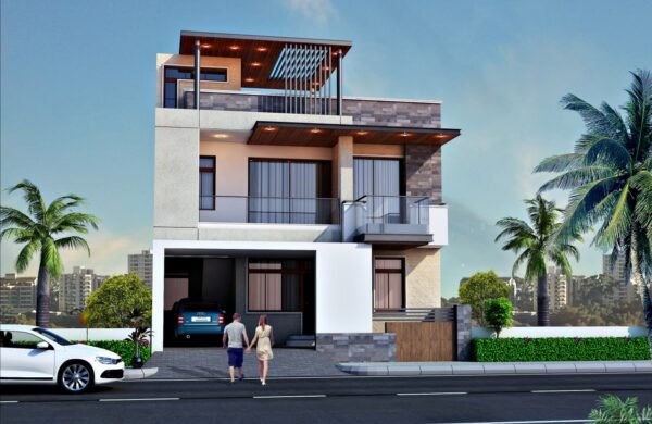 31 x 45 ft Bungalow House Design with BAR / GYM ,Garage and Terrace Garden